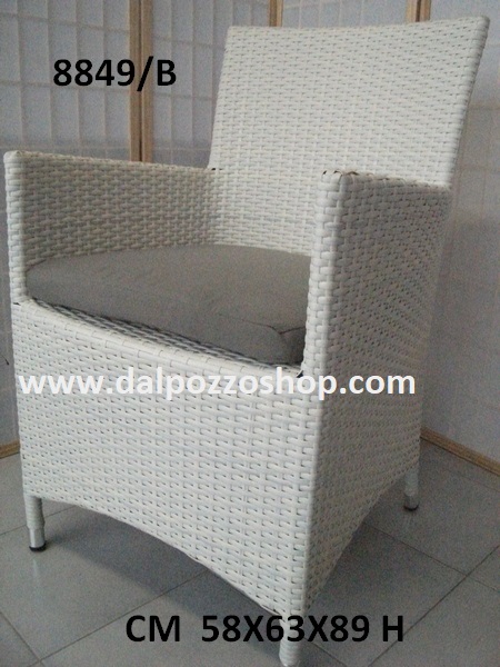 8849/B POLTRONA BIANCA RATTAN SINTETICO